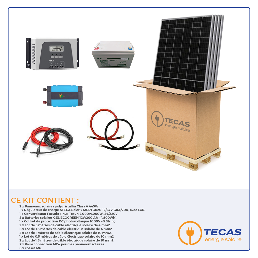 Kit solaire Camion-Restaurant LARGE | 24-220V | 2Kw | 400Ah | 840Wc